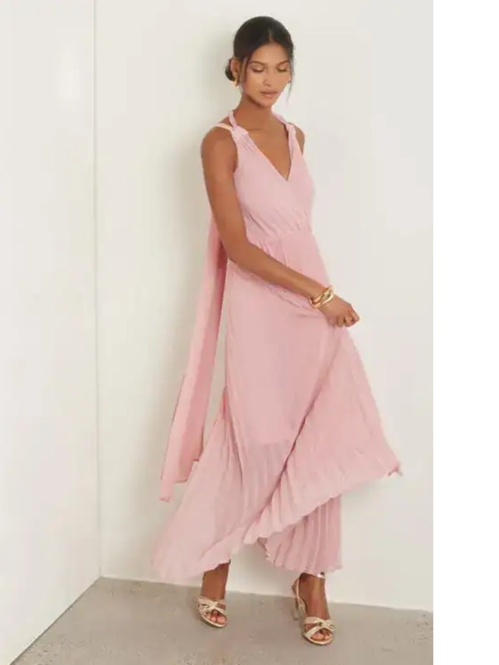 Chelsea28 Blush Pleated Tie-Back Maxi Dress - Picture 1 of 6